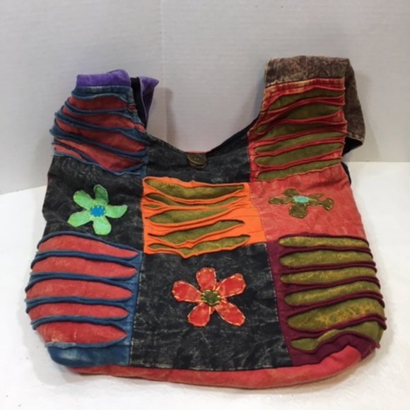 Rising International Cotton HOBO Tie Dyed Floral Shoulder Bag Nepal - Picture 4 of 14